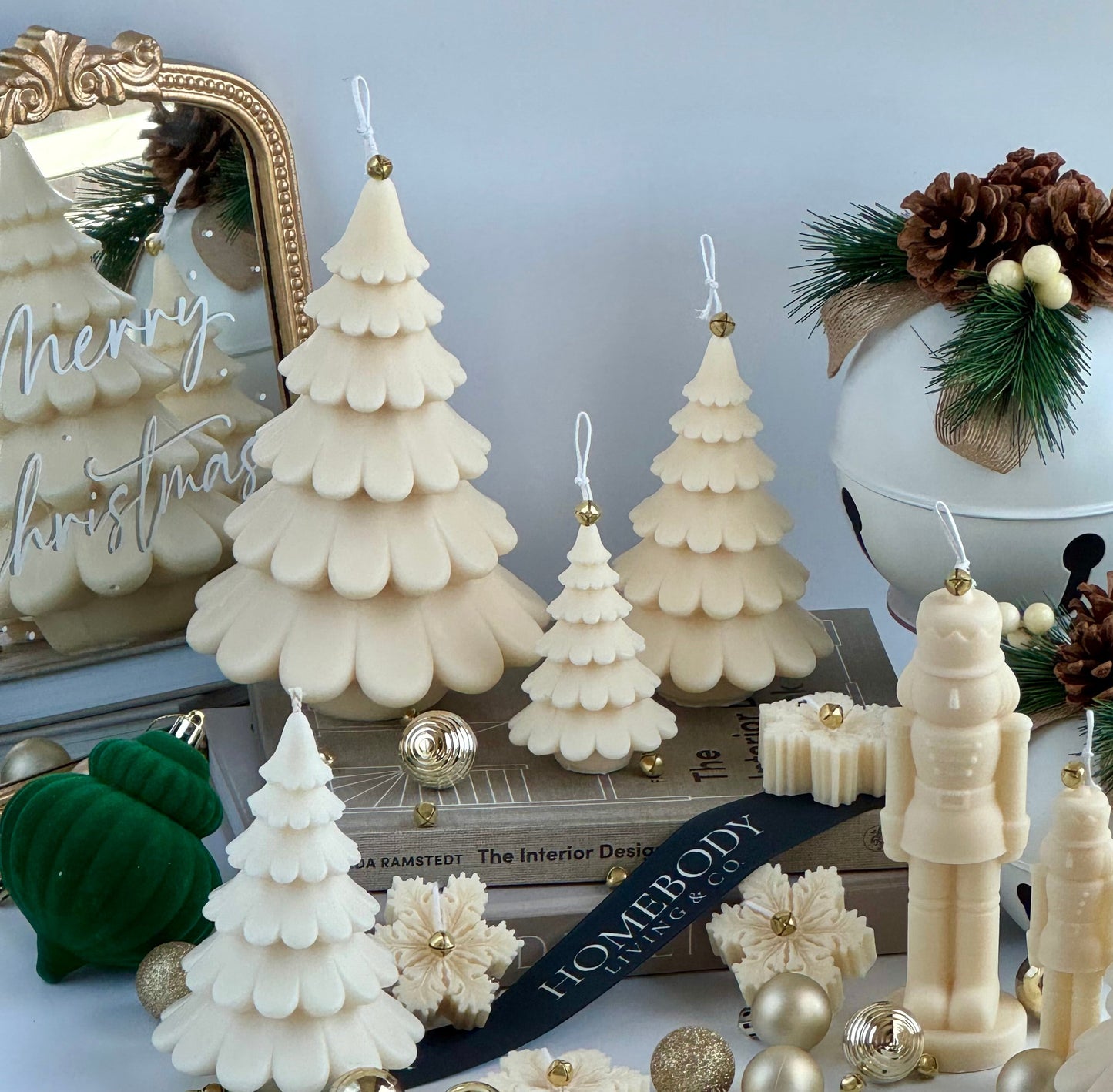 Sculptural Christmas Tree Candle Set of 3 – Minimal Holiday Décor