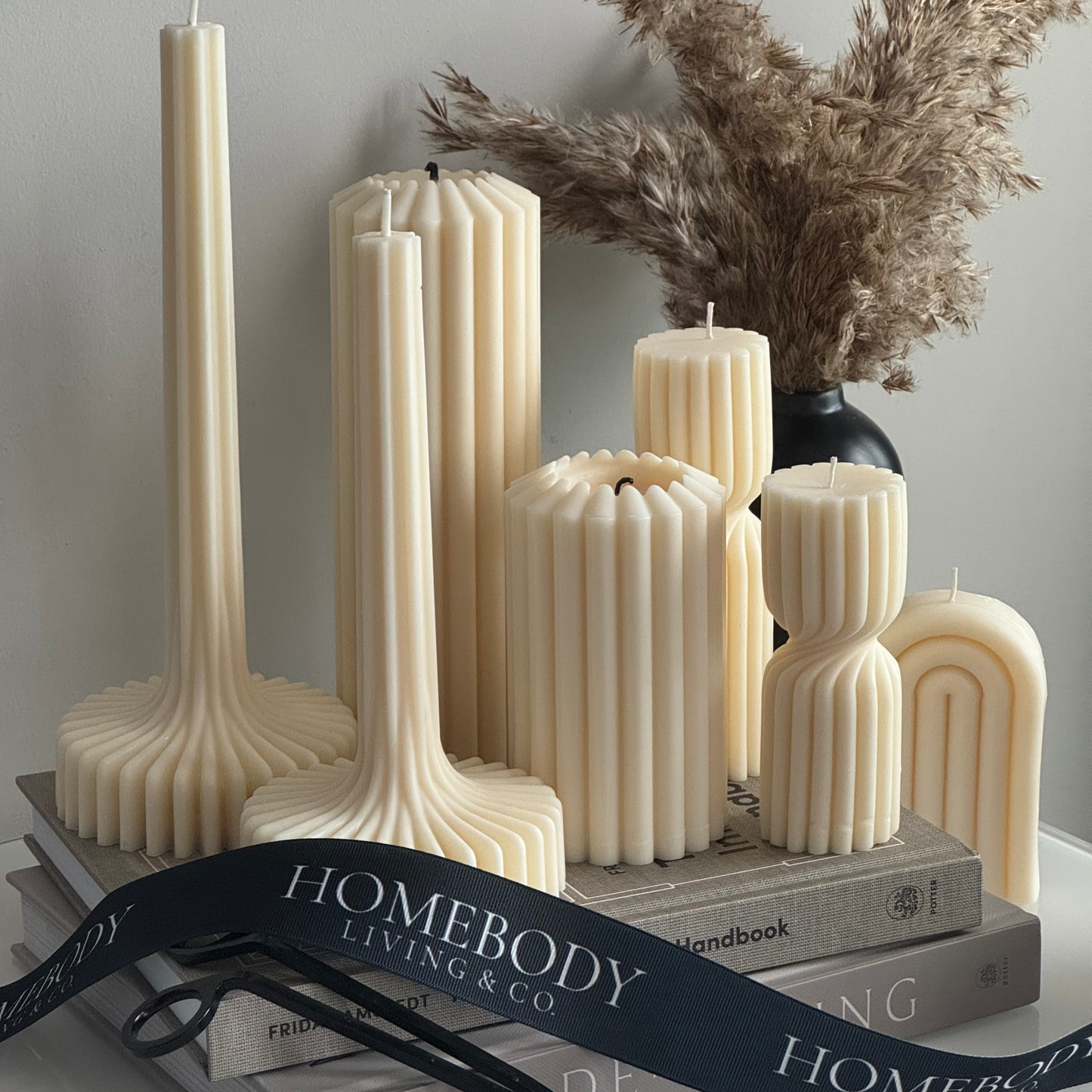 Modern Fluted Taper Candle Duo – Sculptural Statement Design