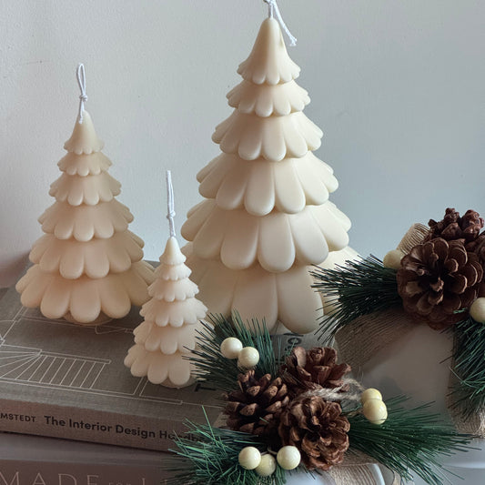 Sculptural Christmas Tree Candle Set of 3 – Minimal Holiday Décor