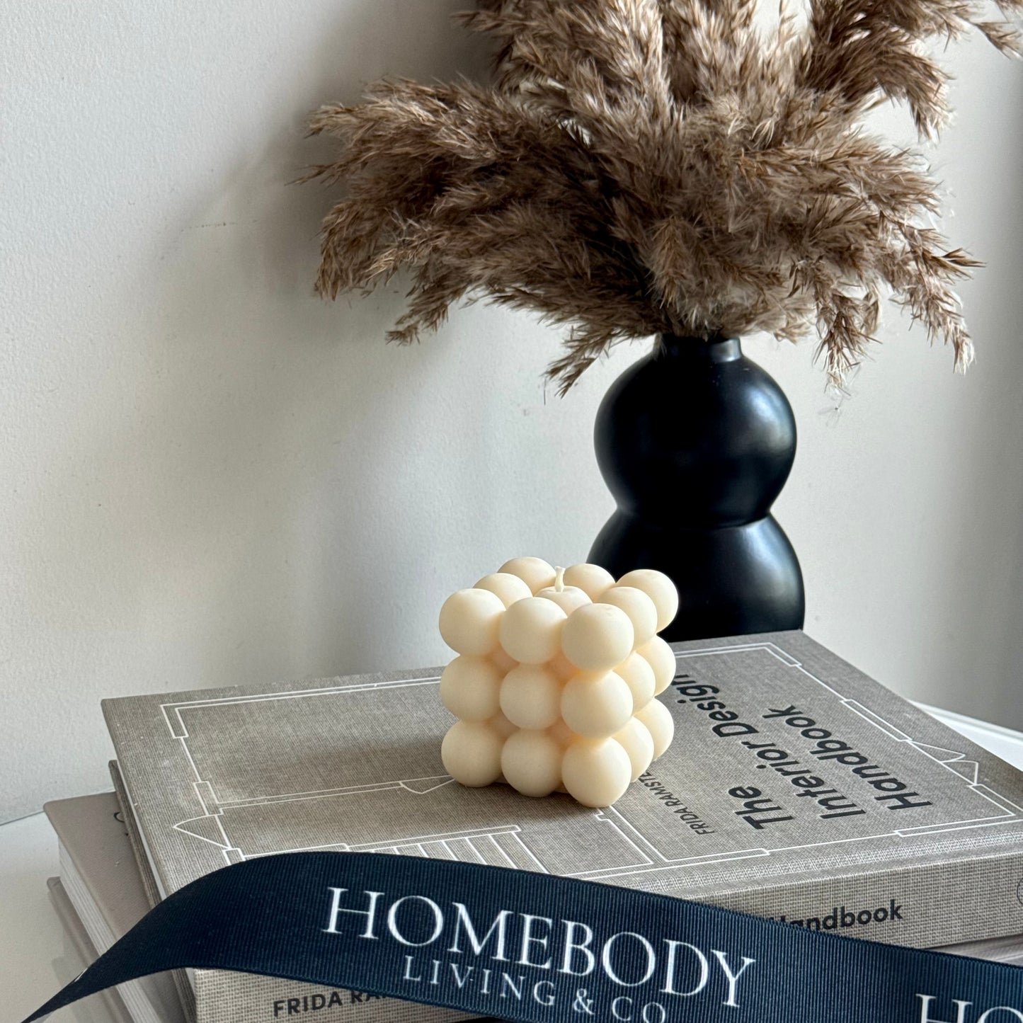 Lumen Cube Sculptural Candle – Modern Bubble Design