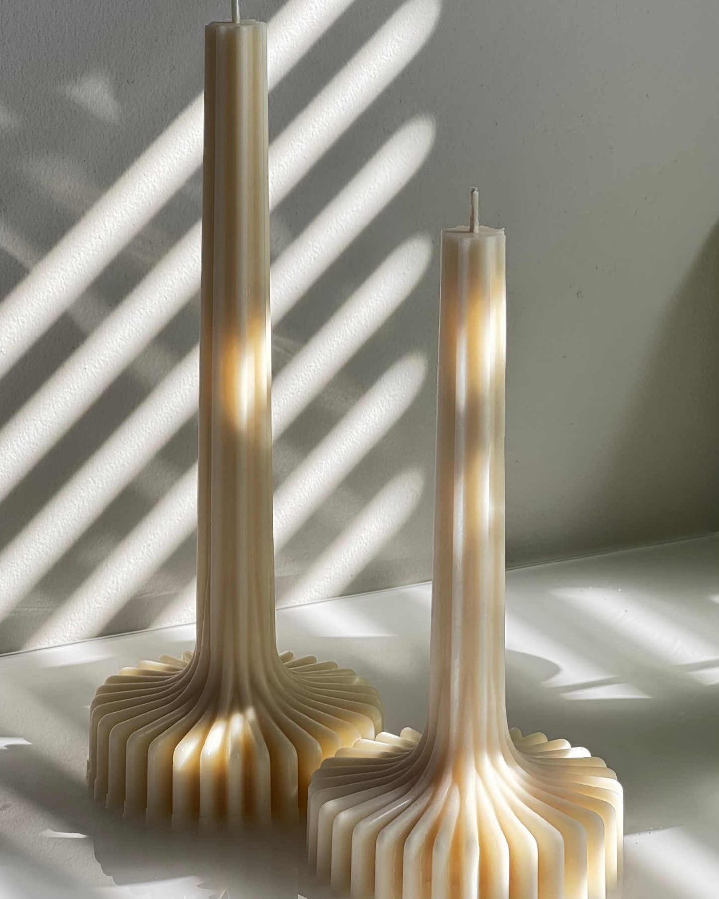 Modern Fluted Taper Candle Duo – Sculptural Statement Design